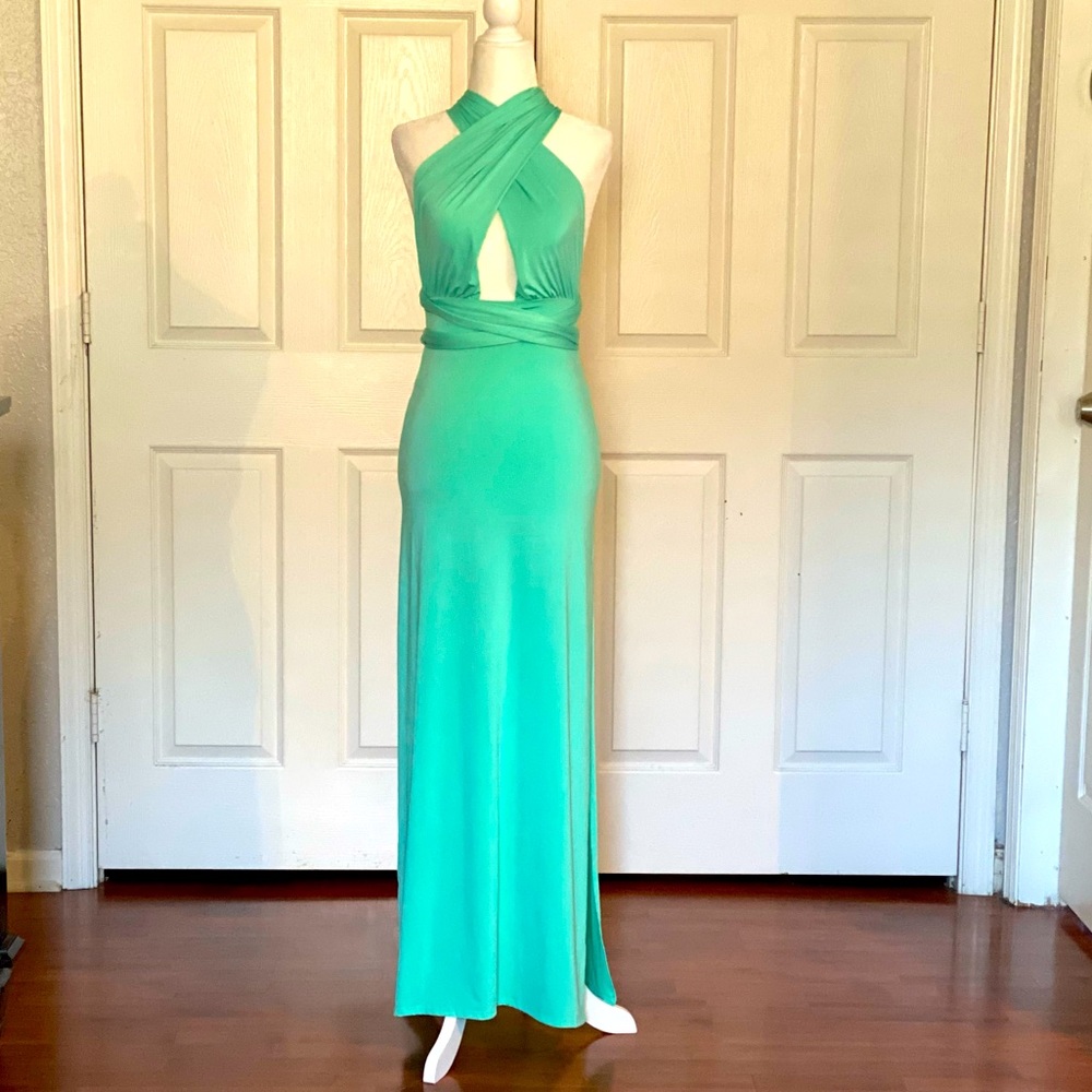 NWT! Fashionova Green Maxi Wrap Dress